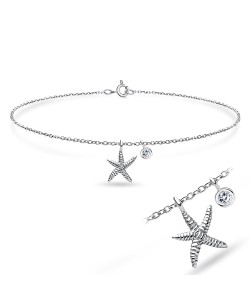 Starfish CZ Silver Anklet ANK-594